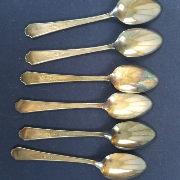 1847 Rogers Bros Silverplate Flatware Ancestral Pattern - Set of 6 Tablespoons - Picture 3 of 8